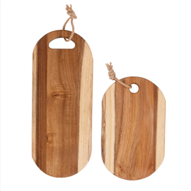 LEXDO Acacia Wood Japan Style Oval Cutting Board-Eco-Friendly Custom Logo Option 37.5x16CM/28x17.5CM Sizes MOQ 10 PCS