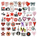 Hot Sale Popular Punk Style Red Black Series Flower Heart Design Heat Press Embroidery Diy Patches Iron on for Clothes Bag Cap
