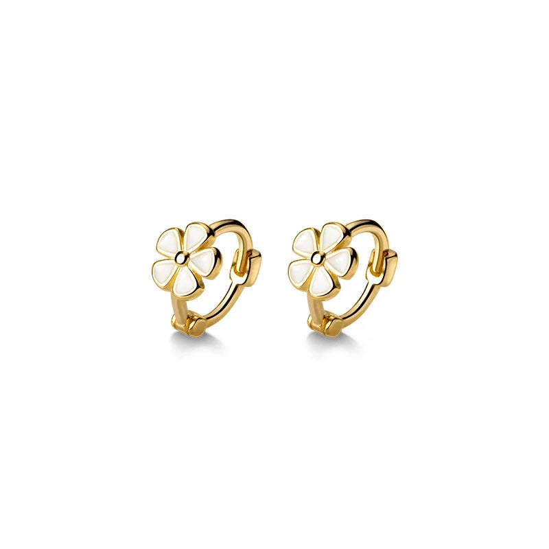 925 Sterling Silver Sweet Flower Hoop Earrings for Women Korean Wedding Romantic Ear Buckle Birthday Jewelry Gifts