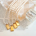 2022 Fashion New Stainless Steel 18k Gold Light Luxury Elegant Freshwater Pearl Chain Shape Pendant Necklace
