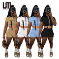 Clearance Sales Trending Product Women Casual 2 Piece Outfit Workout Fitness Zipper Crop Top and Shorts Sets