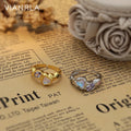VIANRLA 925 Sterling Silver Ring Colored Zircon Heart Ring 18K Gold Adjustable Ring for Women Jewelry Gifts Wholesale