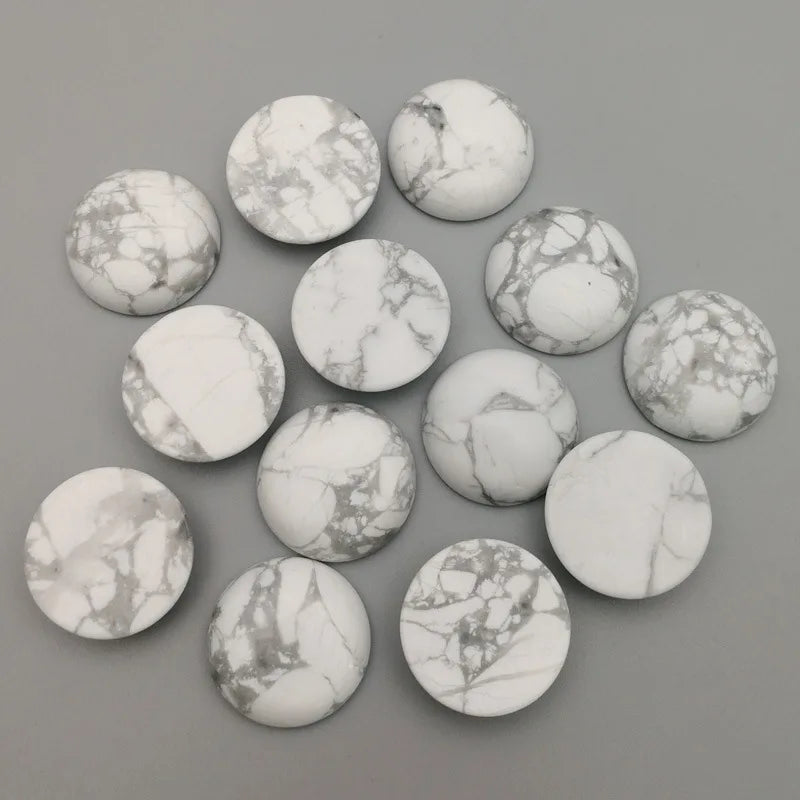 Huiying Loose Gemstone Howlite Cabochon Stones Round Shape For DIY Jewelry Making Crafts