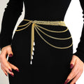 Gold Plated Alloy Waist Chain for Women Layered Pearl Charms Adjustable Beach Bikini Body Jewelry Trendy Style for Party
