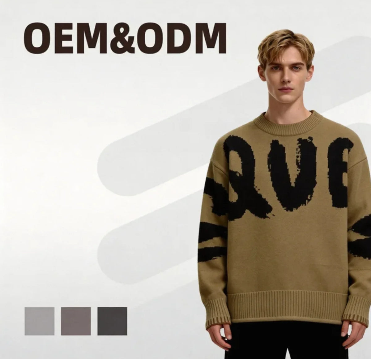 Autumn Winter Trendy Large Letters Pattern Knit Sweater Jumper for Men Plus Size Breathable Made of Polyester NylonSpandex MegaBDM