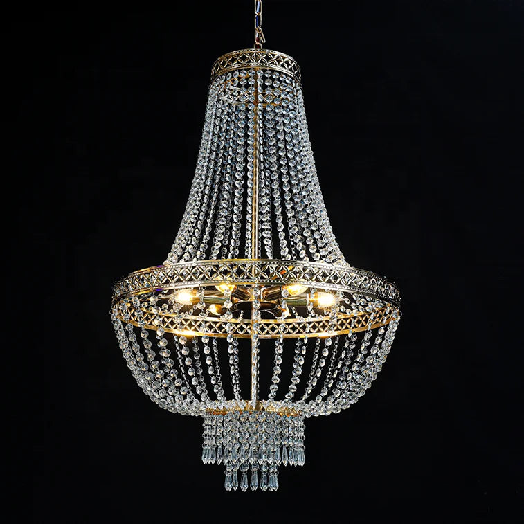 European Wedding Decoration Metal Crystal Bead Curtain Chandelier Lights Wedding Event Layout Stage Decorative Ceiling Lights