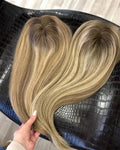 Wholesale Top Quality European Virgin Human Hair Blonde Brown Color Medium Straight Hand Tied 6*6 7*7 8*8 Lace Topper for Women