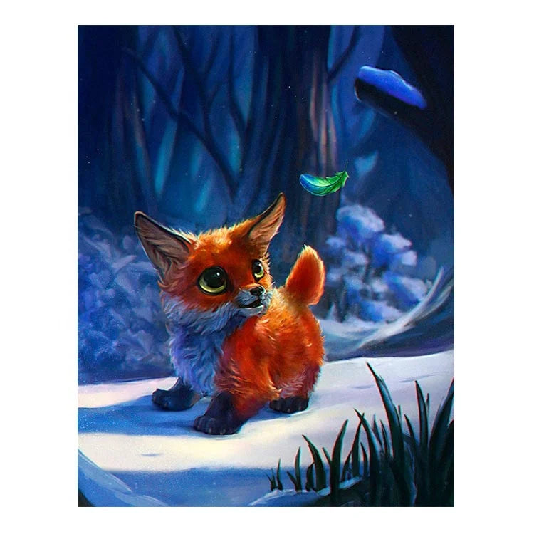 Ever Moment Diamond Painting Handmade Cute Little Fox Snow Feather Full Square 5D DIY Mosaic Decor 3F1815