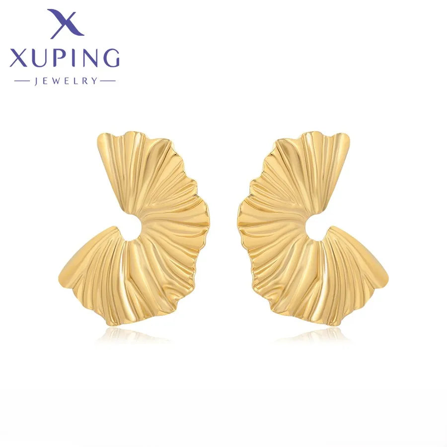 T000963053 XUPING JEWELRY 14K Gold Color Simple Stainless Steel Wholesale Hypoallergenic Indian Flat Back Earings