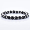 Hot Sale Trendy Stainless Steel Couple Stone Black Turquoise Silver Beaded Bracelet-Gift