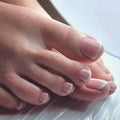 French Pink White Square 24pcs Candy Artificial Fake Toe Nails False Toenails for Design DIY Foot Tip Manicure