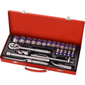 Socket Wrench Hand Tool Set Car Repair Ratchet Wrench Key Spanner Nut Tool Head Ratchet Metric Spanner Set Tools Open Kit 24PCS