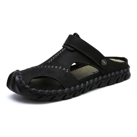 New Summer Sandals Men's Leather Beach Shoes Leather Non-slip Outdoor Breathable Wild Casual Shoes