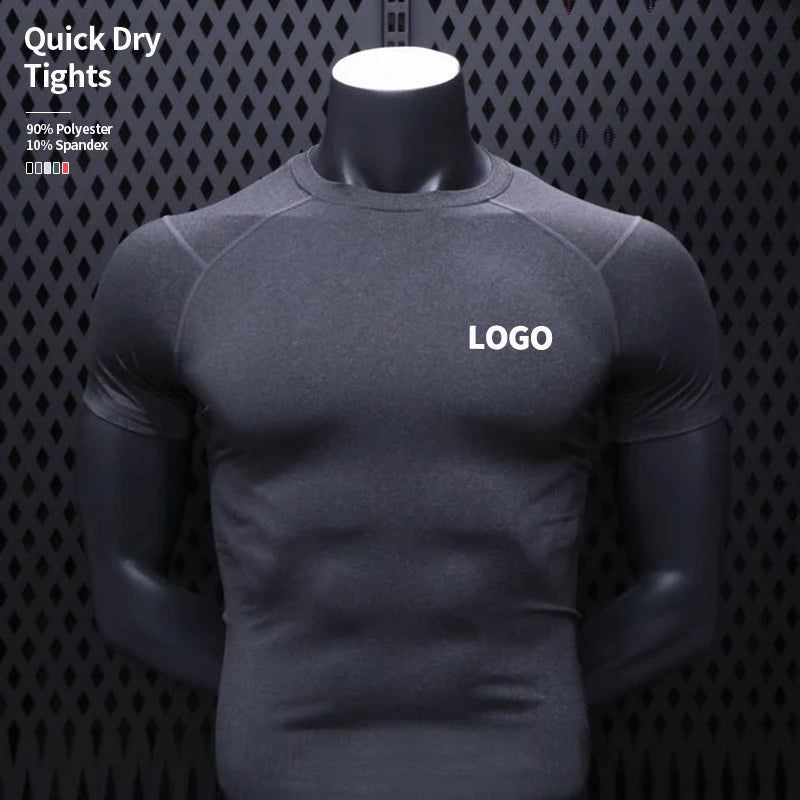 Wholesale Custom logo Blank Elasticity Sport Compression Shirts for Men