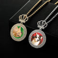 New Customized Crown Picture Gold Plated Zircon Necklace Personalized Hip Hop Rope Chain Photo Pendant Men Unisex Rapper Pendant