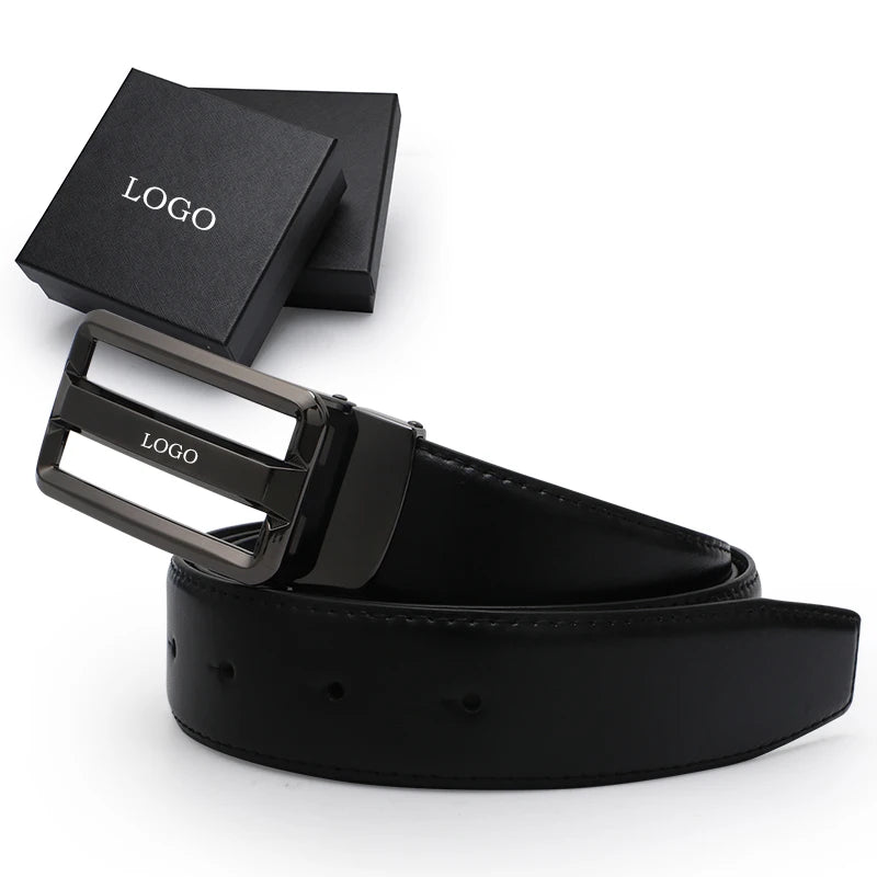 For Custom Genuine Cow Hide Leather Belt for Men Casual Luxury Alloy Buckle Handmade Black for L2453 3.4cm 100-125cm