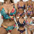 New Fashion Hot Girls Ruffle V Neck Top & Panty Swimsuit Bathing Suit 2 Piece Nylon White Swimwear Swimsuits
