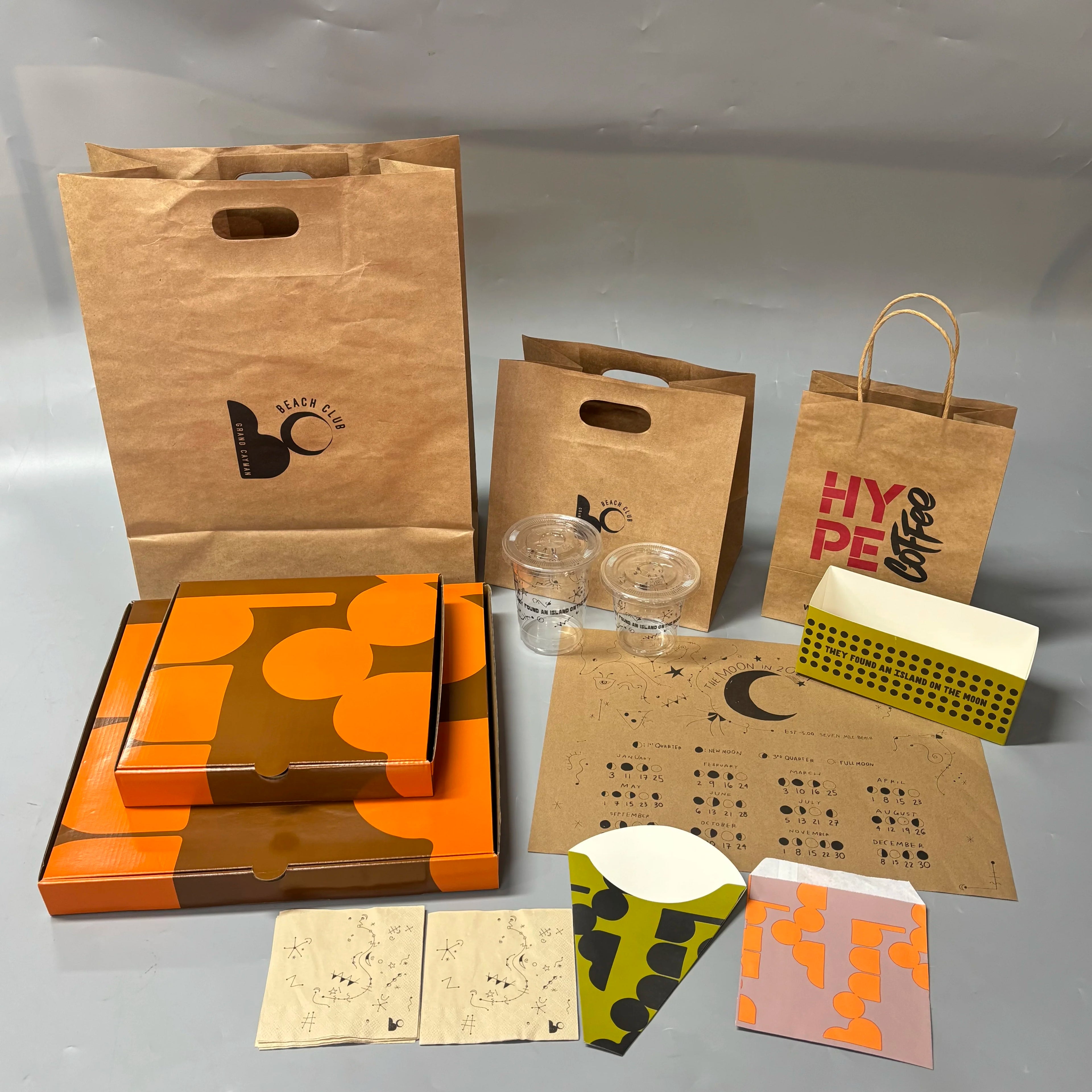 Fast Food Restaurant Packaging Set Disposable Paper Degradable Environmentally Friendly Packaging