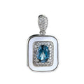 Exquisite Rhodium-Plated 925 Sterling Silver London Blue Topaz Pendant Charm for Women's Anniversary Gift