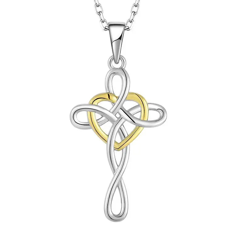 YH JEWELLERY 925 Sterling Silver Women's Heart Pendant Necklace CZ Jesus Cross for Weddings Parties Engagements Fine Jewelry