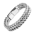 High Sense Punk Cuban Bracelet for Unisex  Stainless Steel with Simple Dominant Geometric Pattern Front and Back