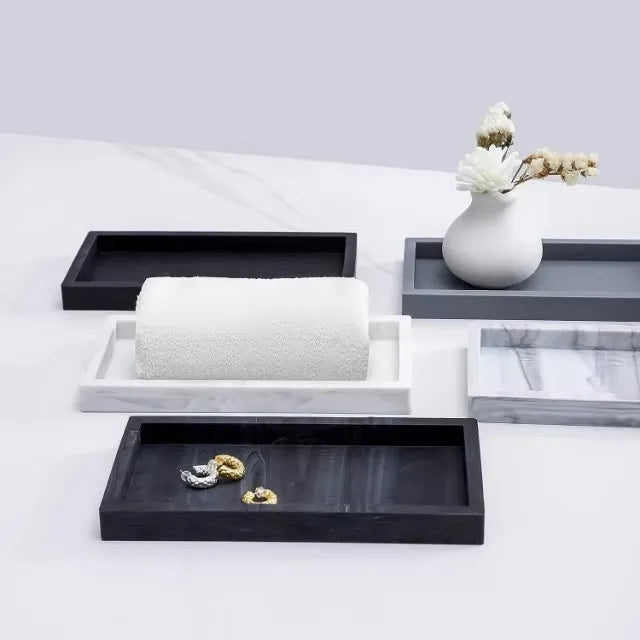 Marble Pattern Eco-Friendly Silicone Kitchen Tray with Shatterproof Design for Bathroom Drop Proof Drainage Kitchen Tableware