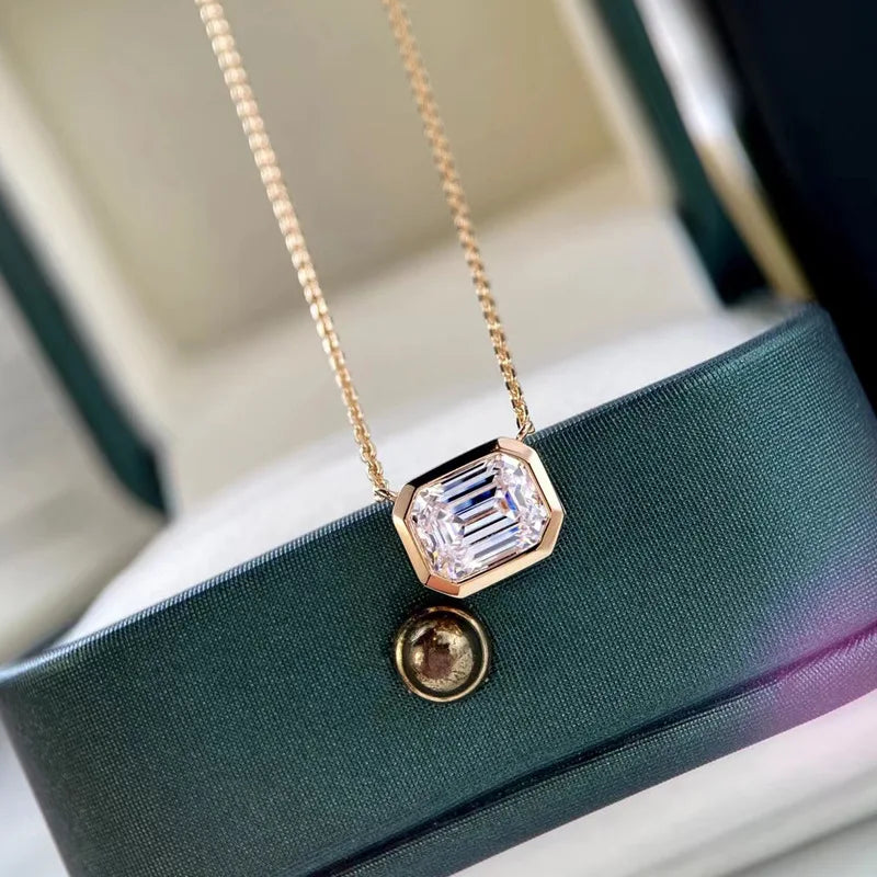 Aimgal Luxury Fine Jewelry 925 Silver Plated 18k Gold 1.5ct 8A High Carbon Lab Grown Diamond Pendant Necklace