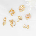 Wholesale 14K Brass Gold Plated Zircon Angel Shaped Fan Diamond DIY Jewelry Making Charms Double Hole Bracelet With Pendant