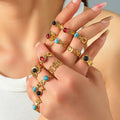 DAIHE Wholesale Retro Exquisite Temperament Jewelry Geometric Round Splicing Sun Stainless Steel Open Ring