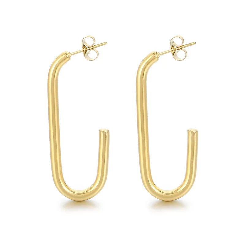Wholesale Non Tarnish Gold Plated Jewelry Large Earring Waterproof Stainless Steel Geometric U Shaped Stud Earrings