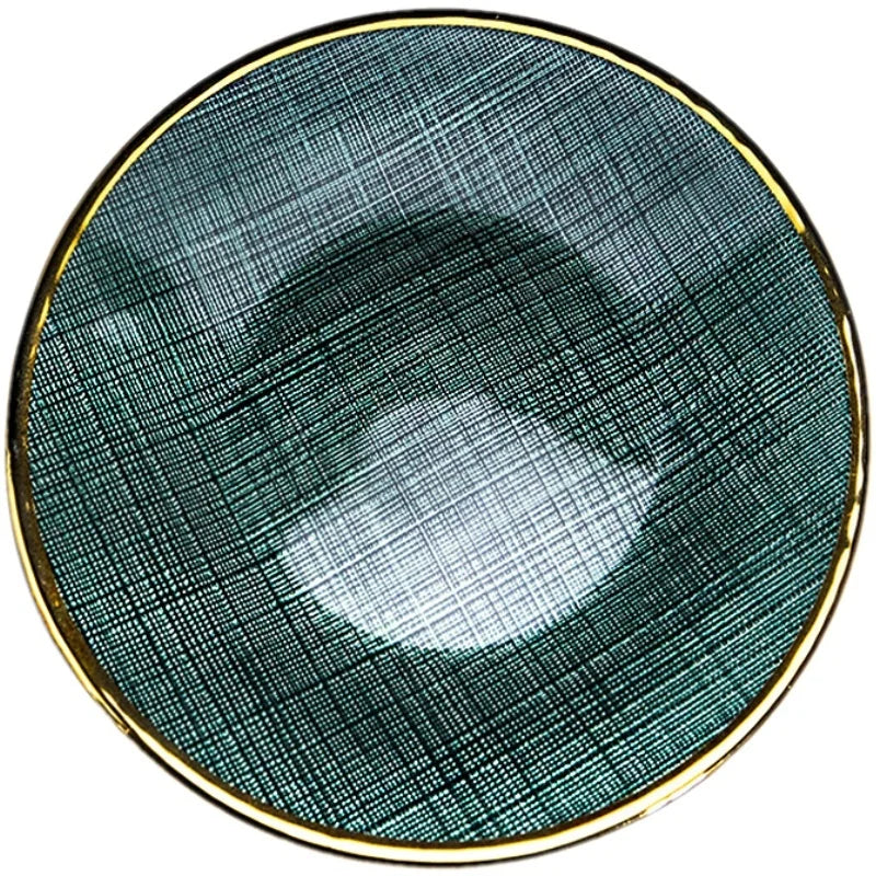 Wholesale European Vintage Cloth Plating Glass Plate Western Dinner Plate Fruit Cake Dessert Glass Charger Plate For Restaurant