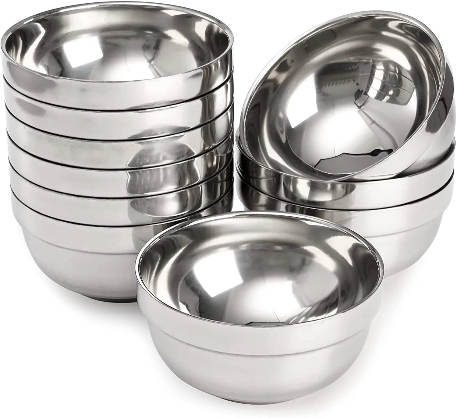 12cm 4.7inch Double Wall Insulated Stainless Steel 304 Rice Soup Pho Bowl for Restaurant