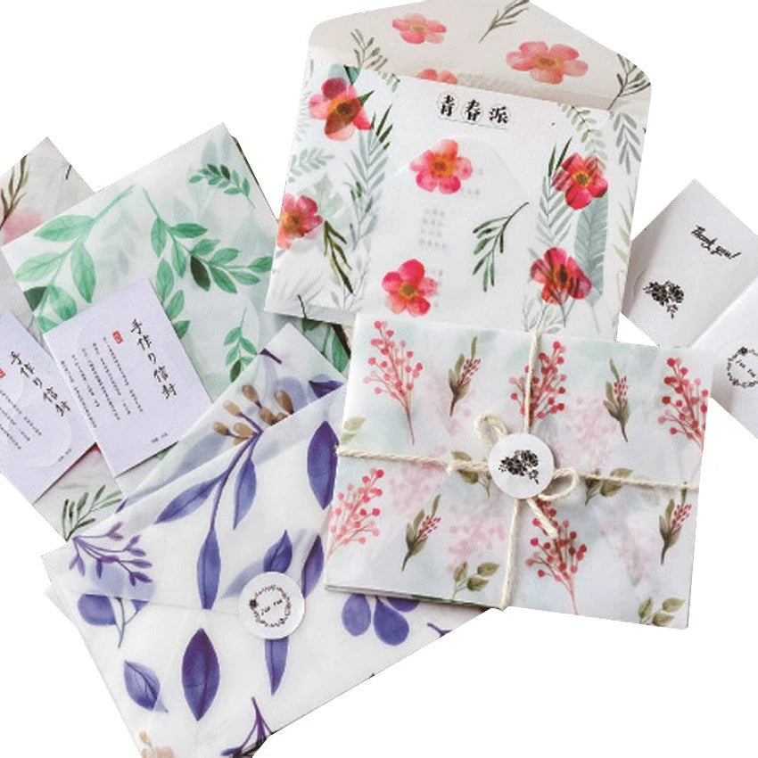 Pretty Flower Transparent Romantic Floral Design Series Eco Friendly Envelope Packaging Custom logo Size Custom Design 10X15CM