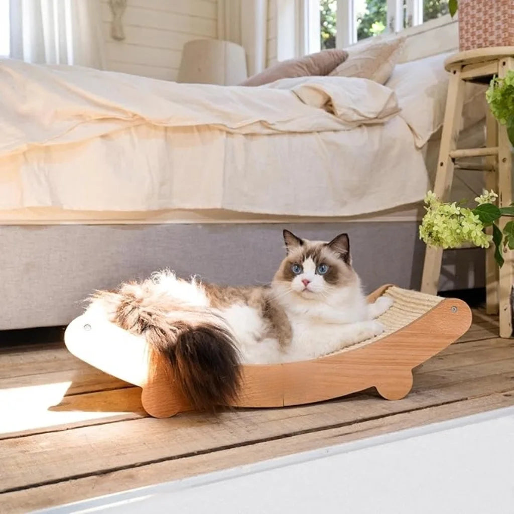 Modern Comfortable Cat Scratcher Bed with Wear-Resistant Nail Remover Wooden Toy for Kittens Cat Furniture with Carton Packaging