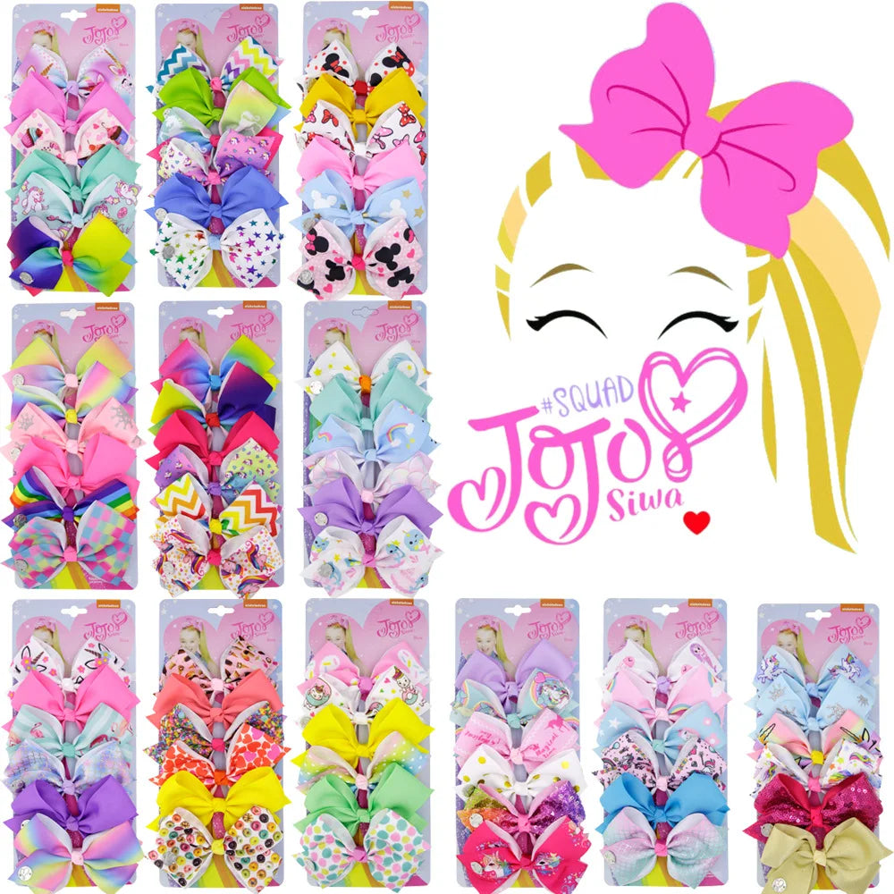 OKAY Wholesale 12 Sets 5 Inches Alligator Rainbow Fruit Vegetable Ribbon Bow Hair Clips for Baby Girls