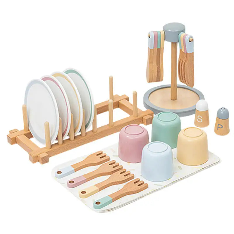 2026 New Arrival Children's Wooden Role Play Kitchenware Game Educational Pretend Cookware Kitchen Sets Toys for Boys Girls