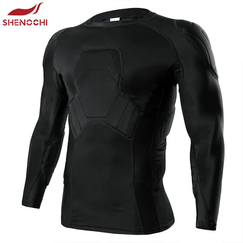 Custom Sponge Protective Undershirt Mens Soccer Chest Protector Compression Padded Goalkeeper Shirt With Pads