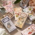 50sheets Per Box Retro No.7 Messenger Series Fairy Tale & Plant Theme Stamp Retro Sticker Decoration Diy 8models MegaBDM
