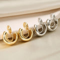 Cheap Delicate Elegant Geometric Round Non Pierced Ear Cuff No Piercing 18k Real Gold Plated Clip on Hoop Earrings for Women