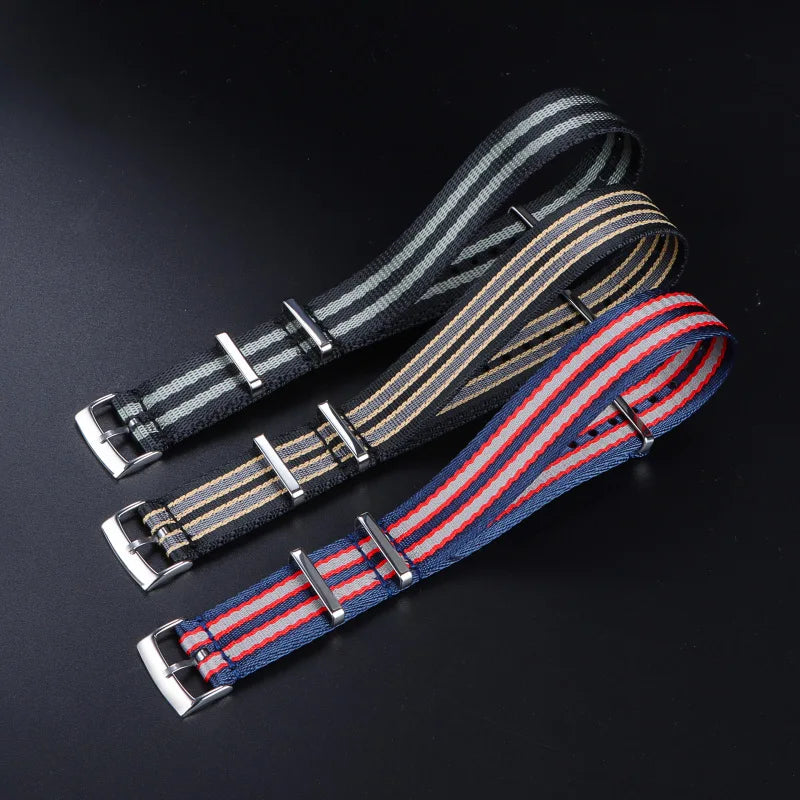 Factory Direct Sales Striped Nylon Watch Bands Double Pass Seatbelt Nylon Watch Straps 20mm for Omeg Watch