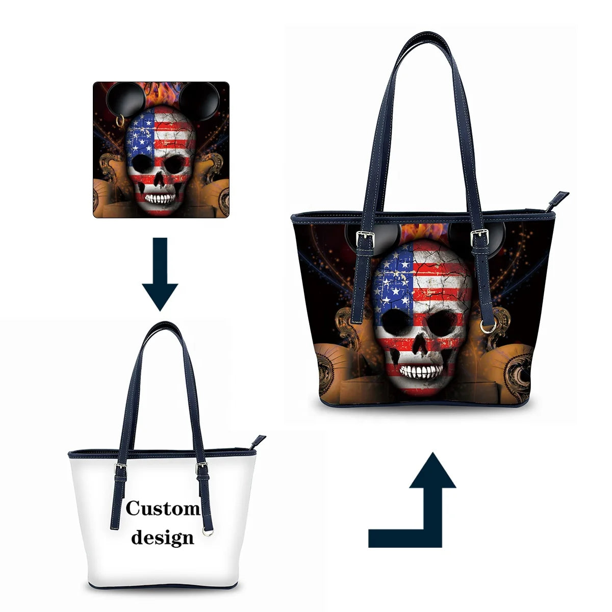 New Multi Pocket Tote Bag Blank Sublimation Tote Bags Waterproof Anti-theft Luxury Leather Handbags for Women