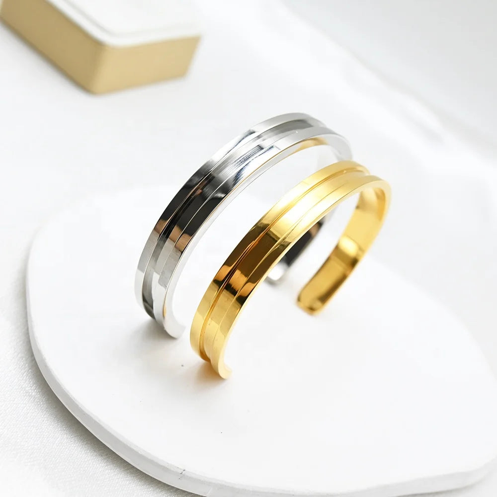 Factory Custom Fashion C-shaped Slotted Rubber Band Bracelet Head Rope Open Bracelet Smooth Cuff Bracelet Bangles