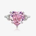 Three Stone Shiny Heart-Shaped Cubic Zirconia Ring Classic Style Rhodium Plated Sterling Silver for Wedding Party Anniversary