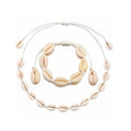 Natural Shell Necklace Bracelet Anklet Set Handmade Adjustable Buckle Summer Boho Hawaii Beach Seashell Choker Jewelry Girls