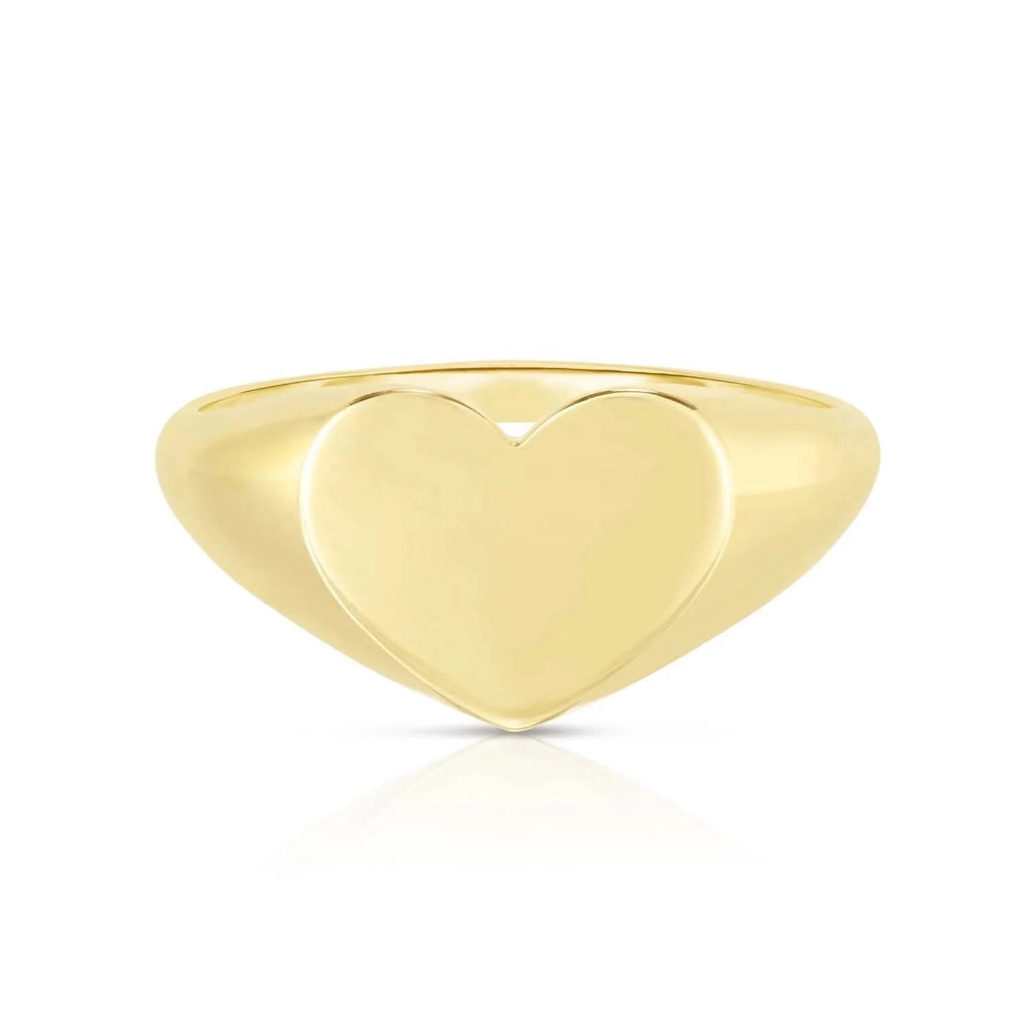Fashion Jewelry Minimalist Jewelry 925 Sterling Silver Plain Golden Heart Signet Pinky Ring