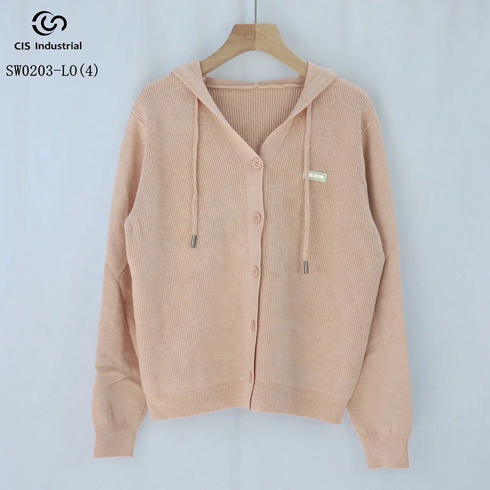 Women Loose Sweaters Cardigan Warm Button Knitted Sweater Jacket Custom Embroidery Fashion Knit Cardigans Hoodie Manufacturers