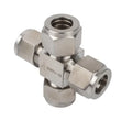304 Stainless Steel Pipe Coupling Forged 4-Way Compression Fitting with Double Ferrules