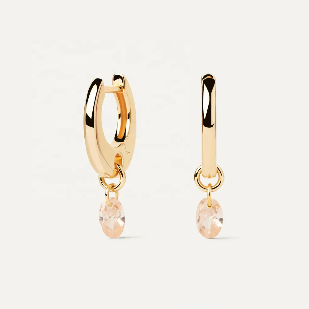 LOZRUNVE Custom Jewelry Sapphire Pink Green Blue Waterdrop Solitaire Dangle New Design Hoop Earring