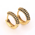 Trending Dropshipping Wholesale Fashion 18k Gold Plated Black Cubic Zirconia Huggie Hoop Earrings for Women