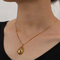 Wholesale Stereoscopic Arc Design Hollow Out Water Drop Pendant Necklaces Gold Plated Box Chain Fashion Jewelry for Women Gift